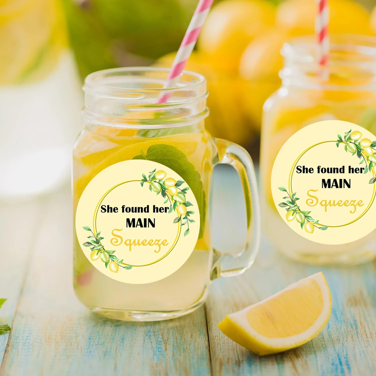 Autocollants "She Found Her Main Squeeze" Citron, "Made Just for You", 2 ", 120 pièces, pour mariage