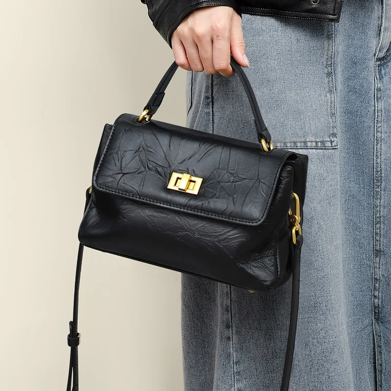 

Luxury Design Women Bag Head Layer Cowhide Shoulder Bag New Fashion Premium Sense Crossbody Bag Genuine Leather Women's Bag