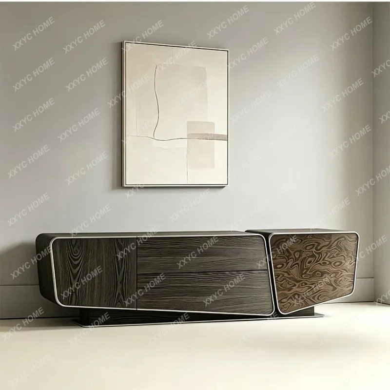 XXMinimalist Mid-Century Modern Solid Wood TV Stand, Postmodern Living Room Light Luxury Storage Cabinet