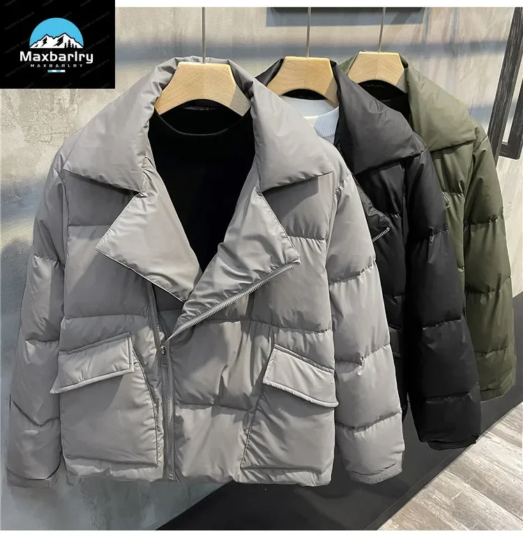 High Quality Down Jacket MenThickened Warm Loose Large Lapel White Duck Down Jacket Light Cushioned Men\'s Clothing Winter