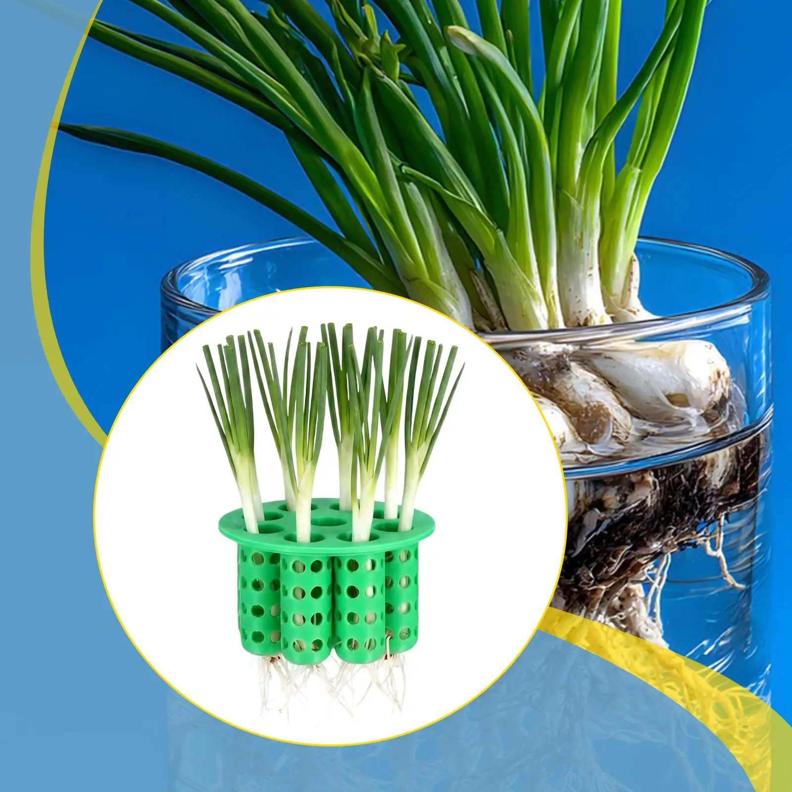 Green Onion Planter Seven Hole Hydroponic Onion Seeder Planting Machine Vegetable Grower for Scallion Windowsill Gardening
