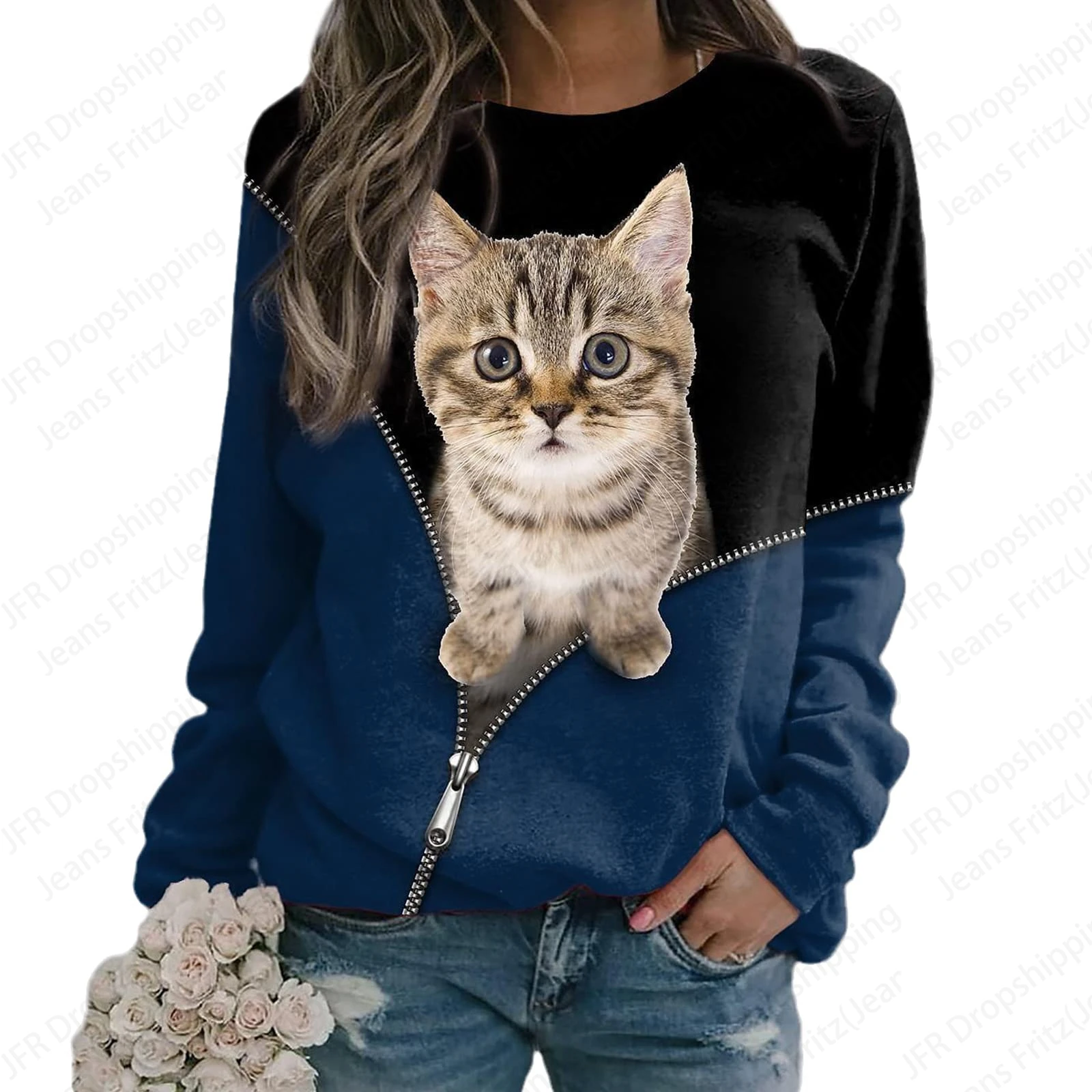 

Funny Cat 3d Print Hoodie Women Fashion Long Sleeve Crewneck Hoodies Cute Animal Sweatshirts Girl Coats Women Sweats Tracksuit