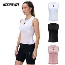 Camadas de base de ciclismo feminino colete malha respirável secagem rápida ao ar livre esporte bicicleta sem mangas roupa interior camisa de bicicleta de estrada