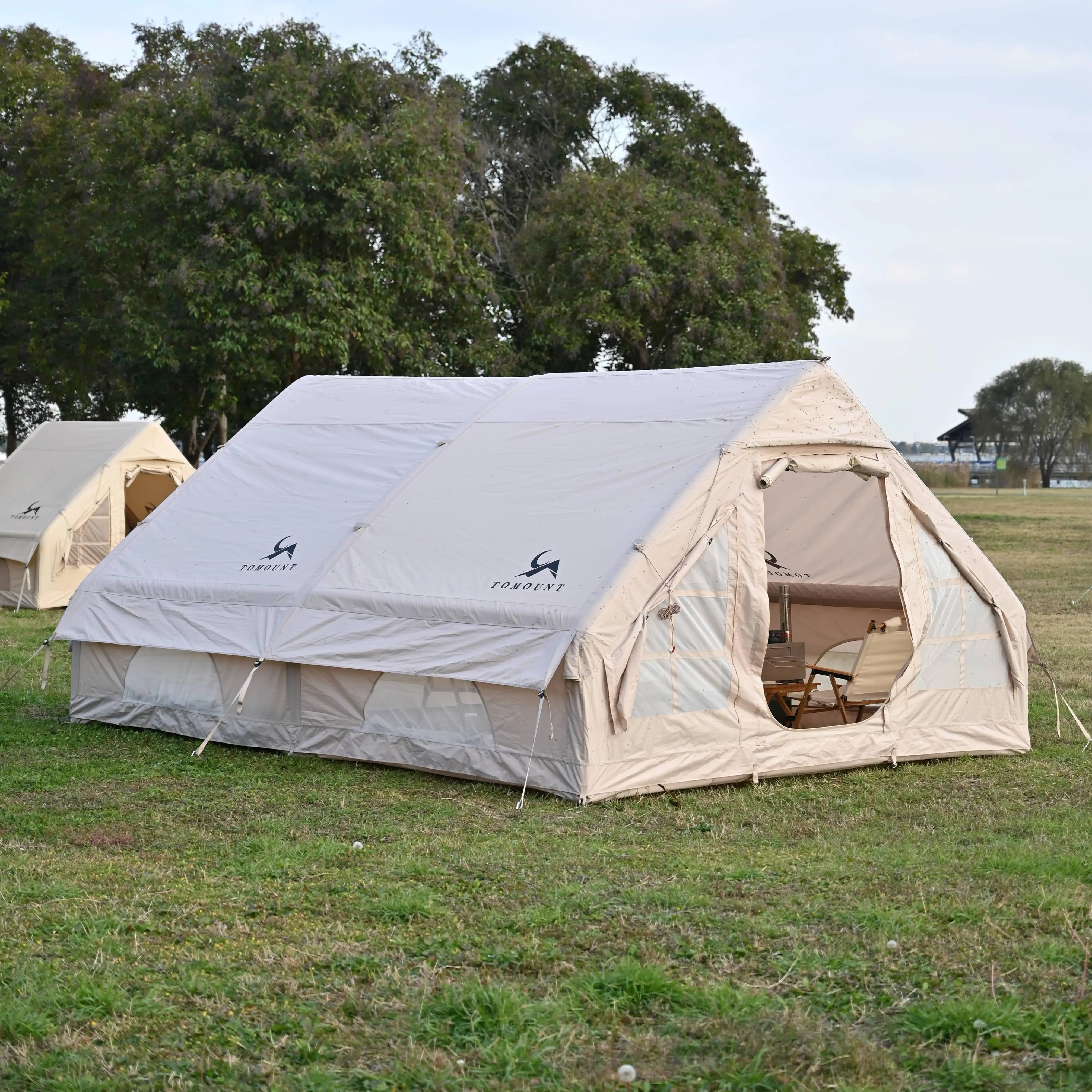 Large Family Glamping Tent Cotton Inflatable with Free Combination of Various Styles Easy-to-Use Air Pump for Camping