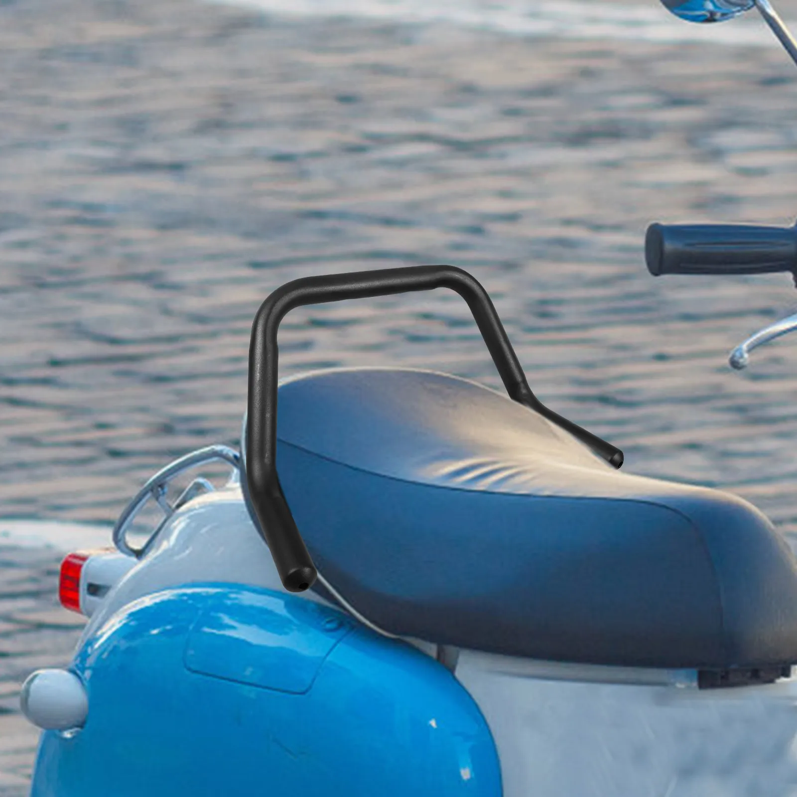 

1pc Sturdy Metal Motorcycle Rear Passenger Handle Grab Bars For Bikes Durable Slip-Resistant Black Iron Adjustable Height Easy