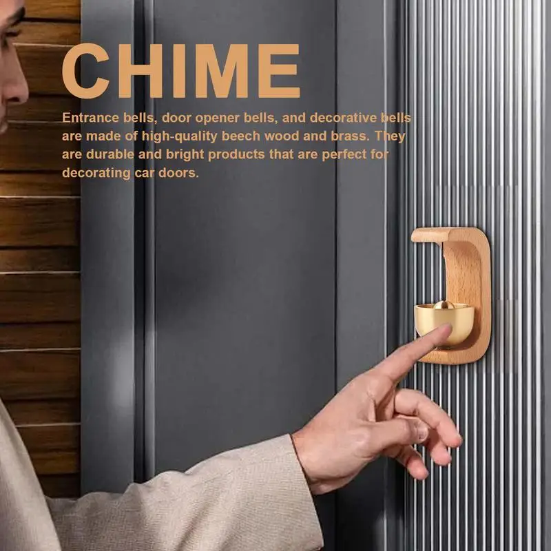 1pc Doorbell Solid Wooden Doorbell Magnetic Brass Wind Chimes Wireless Jingle Bell Entrance Door Bell Pendant Home Decor
