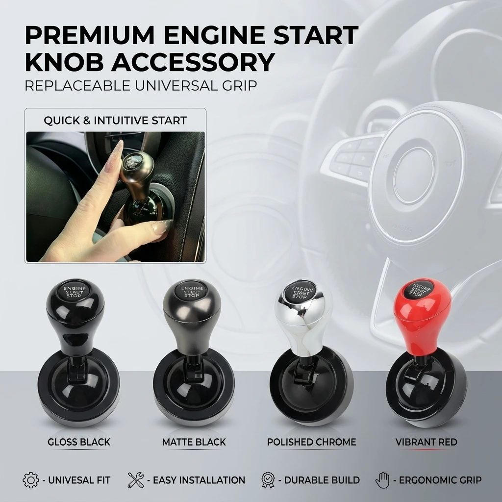 Sporty Joystick-Style Push Start Button Cover 30-Second Adhesive Install for a Cockpit Feel
