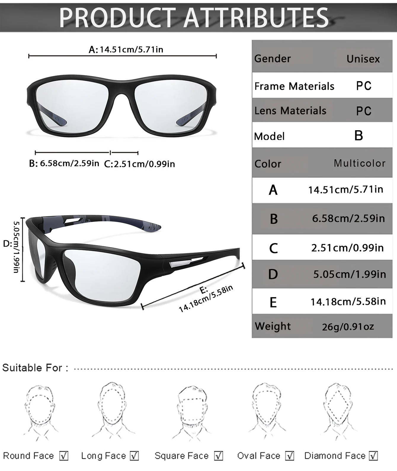 Photochrome Motorrad-Sonnenbrille für Männer und Frauen, Outdoor-Radfahren, Fahren, Wandern, Angeln, UV400-Schutzbrille – Detail 2