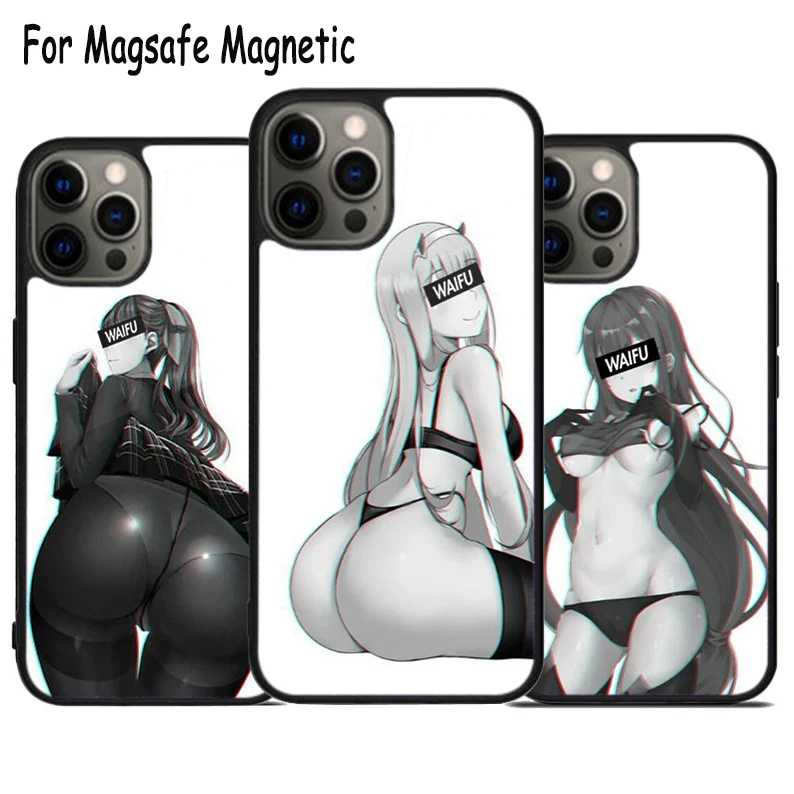 

Waifu Anime Girl Wireless Charge Magsafe Phone Case For iPhone 15 16 14 13 11 12 Pro Max Plus Magnetic Bumper Cover