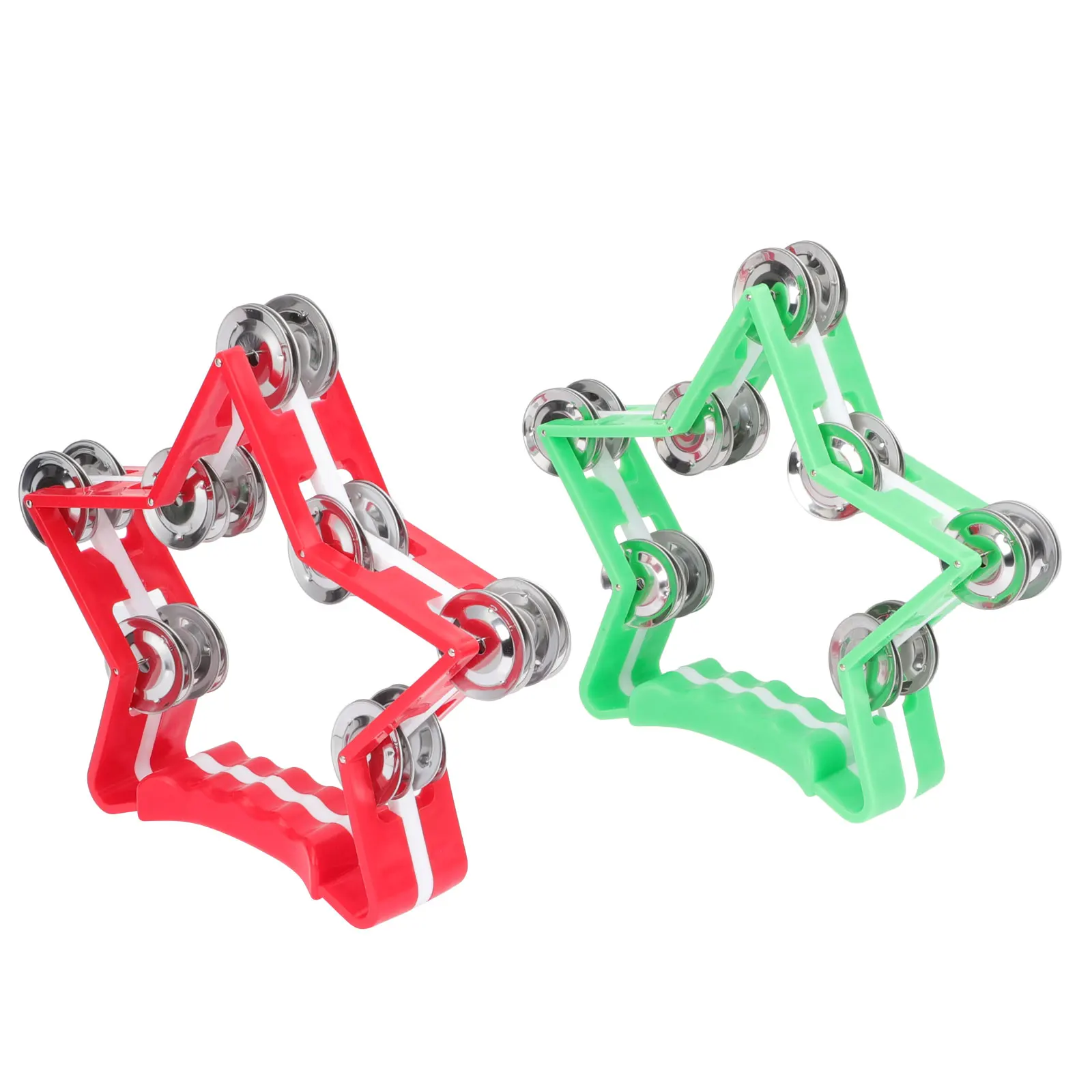 

2 Pcs Tambourine Plastic Handbell Bells Baby Shaker Infant Children's Metal Toddler