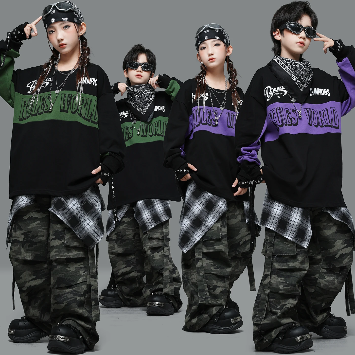 Mädchen Hip Hop Crop Tank Top Print Hosen Kinder K-pop Denim Lose Hosen Street Dance Kleidung Sets Kinder Mädchen gruppe Kostüme