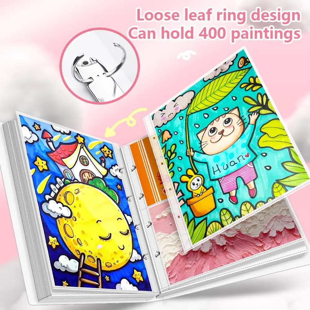 Loose-leaf File Folder Portable Astronaut/Girl Paintings Collection Book A3/8K Waterproof Picture Album Student Gift