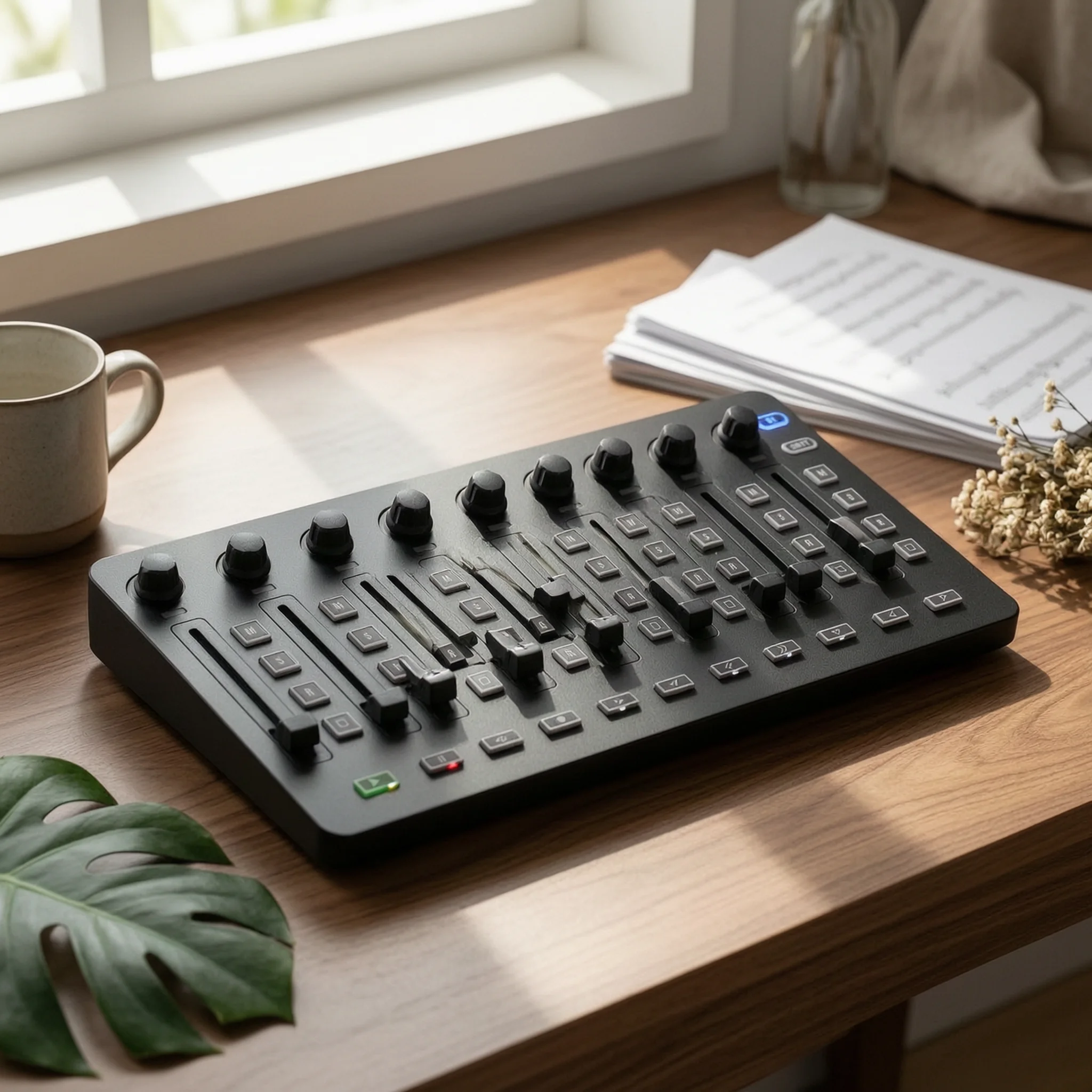 MIDI Controller with Faders Compact USB MIDI Fader Controller Control Surface Assignable Mixing Console Multi-Channel