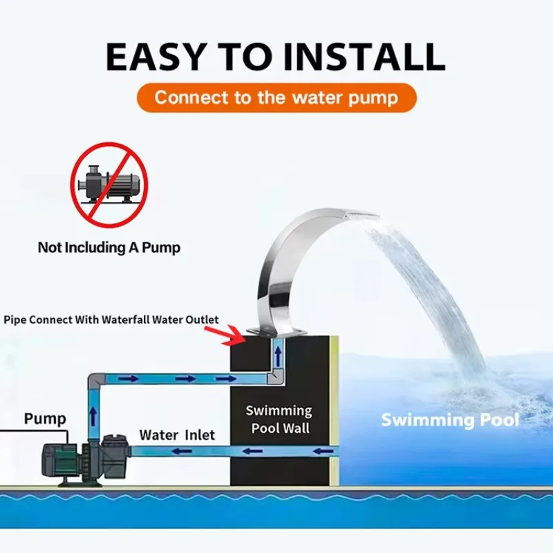 STLF Aço Inoxidável 304 Fonte Cachoeira Externa Piscina Derramado Cachoeira