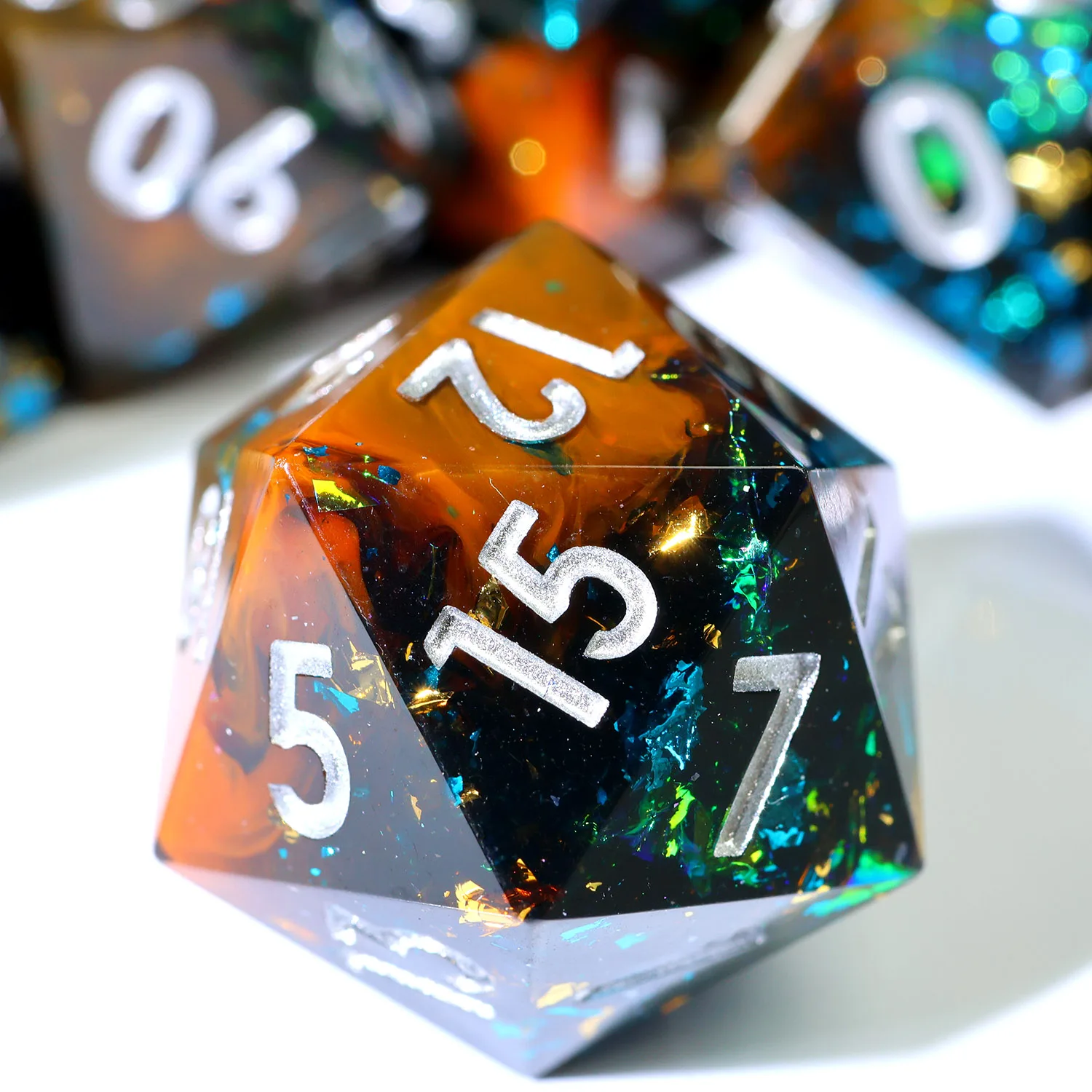 

Dragon Amber Handmade Resin DND Dice Set: Stunning Polyhedral RPG Dice for Dungeons and Dragons Role Play and Board Games-N28