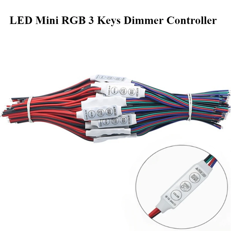 

Mini RGB Controller DC 12V-24V 6A 3-Key LED Dimmer for Constant voltage PWM 3-Channel Colorful Strip Light Dimming Controller