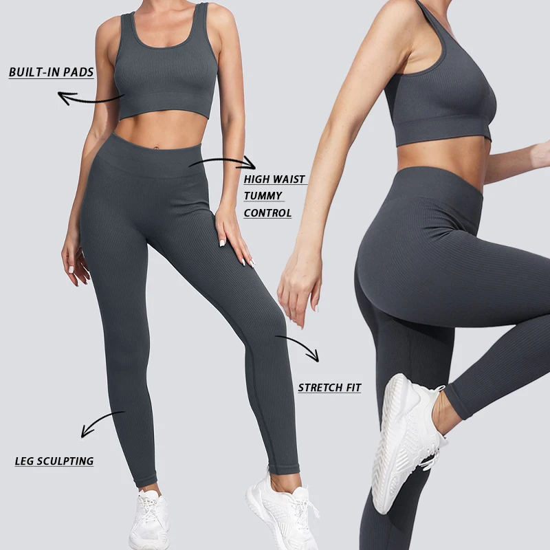 Women's Seamless Yoga Set - Support Sports Bra & High-Rise Peach Lift Leggings - Perfect for Gym, Yoga & Running