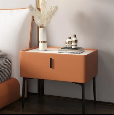 Bedside table modern light luxury style solid wood Italian simple storage ultra-narrow bedside cabinet smart storage bedroom