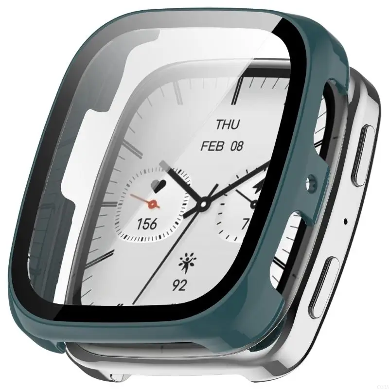CORA Protective Shell with Tempered Glass Film for Active 2 Square Smartwatch Cover Watch Housing Case Screen Protector Film