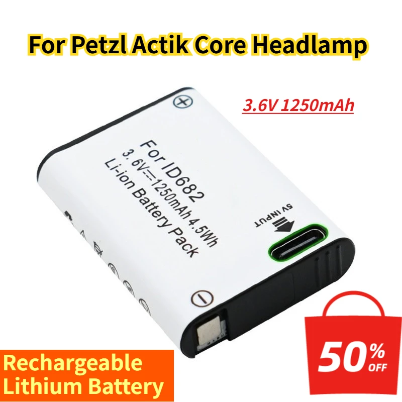 

3.6V 1250mAh Rechargeable Lithium Battery E99ACA for Petzl Actik Core Headlamp