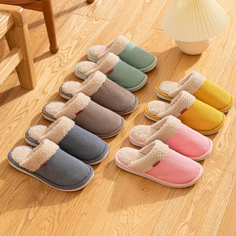 

Зимние теплые плюшевые мужские и женские тапочки, нескользящая мягкая обувь, удобные домашние тапочки для спальни на плоском каблуке, домашняя обувь для пар