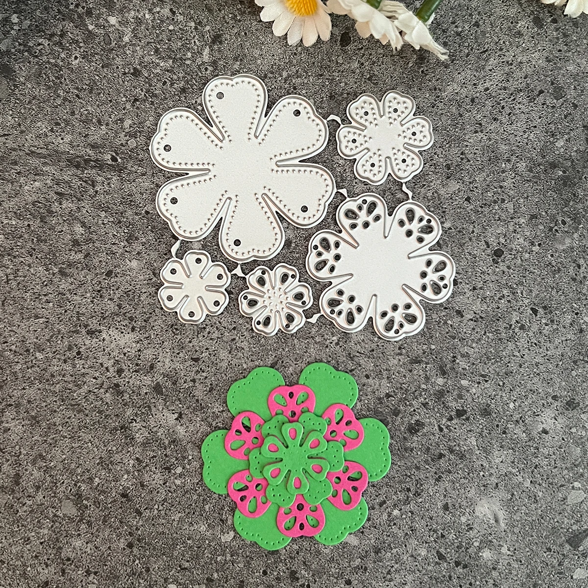 Flowers Metal Cutting Dies Stencil Scrapbooking Diy Album Stamp Paper Card Embossing Decor Craft Knife Mould