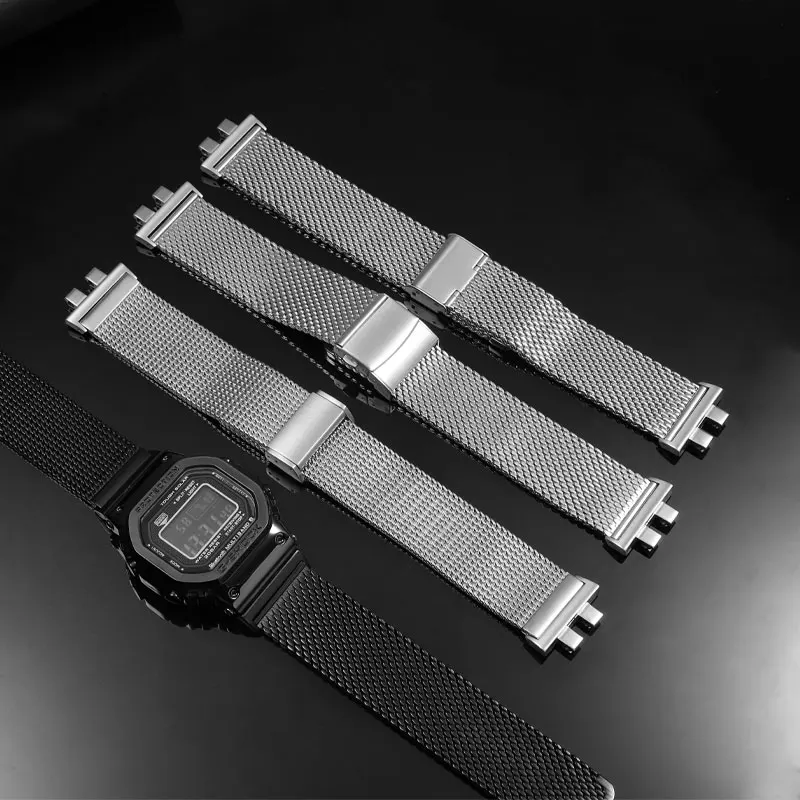 For Casio GMW-B5000 Small Silver Nugget watchband men's GShock modified Milan mesh with breathable steel Watch strap accessories