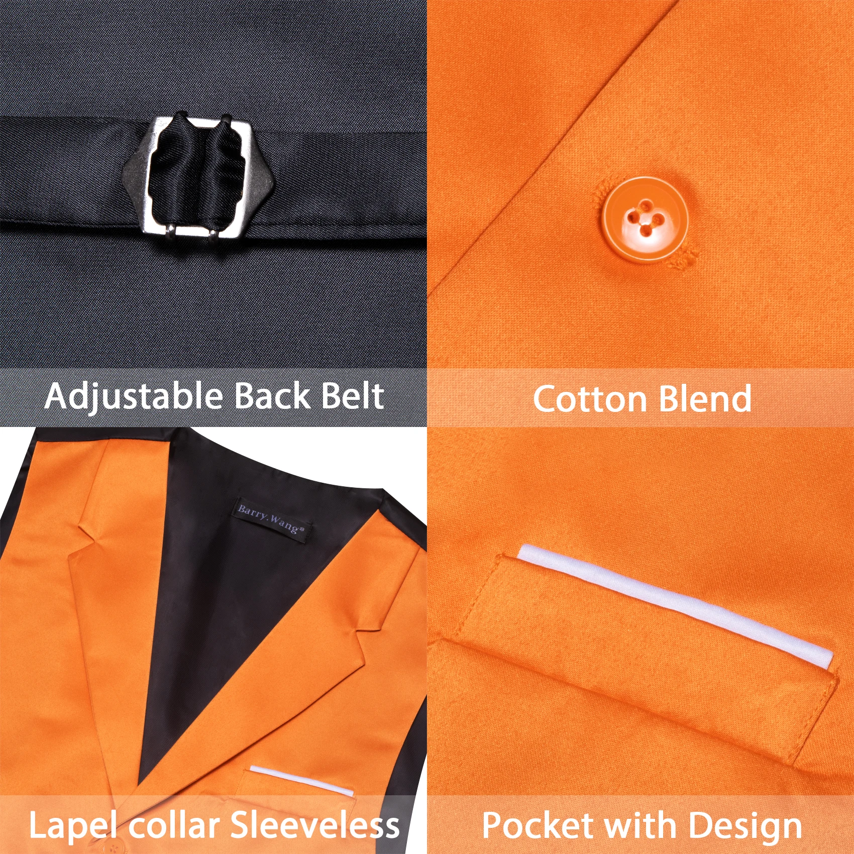 Barry.Wang Silk Men Vest Half Flat Collar 5 Buttons Formal Casual Waistcoat Sleeveless Jacket Male Wedding Business Party Gift