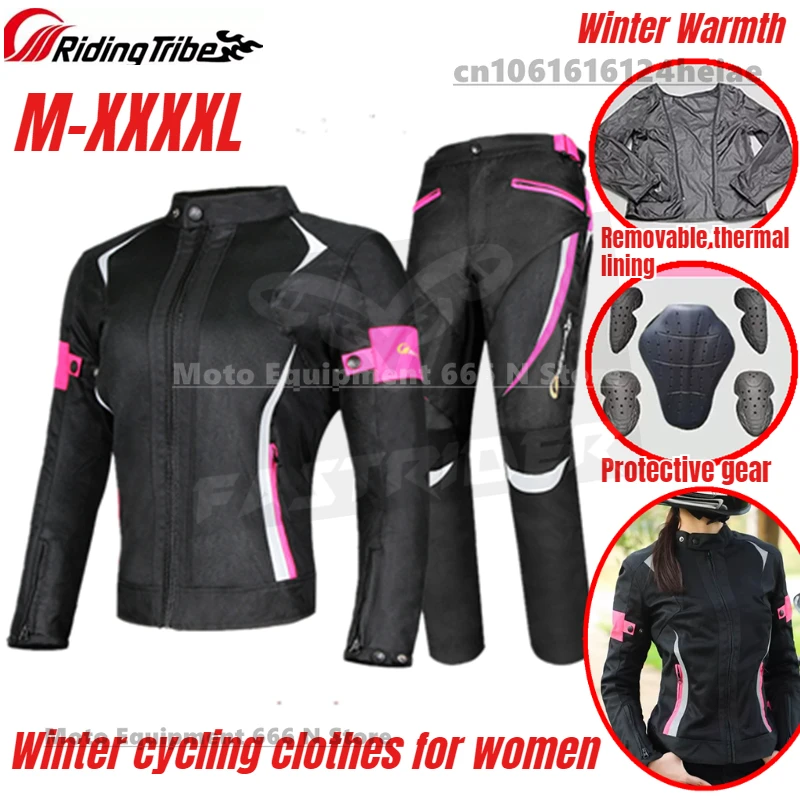 

Cycling Tribe Winter Women's Motorcycle Riding Clothing Waterproof Set Motorcycle Clothing with Full Set of Protective Equipment