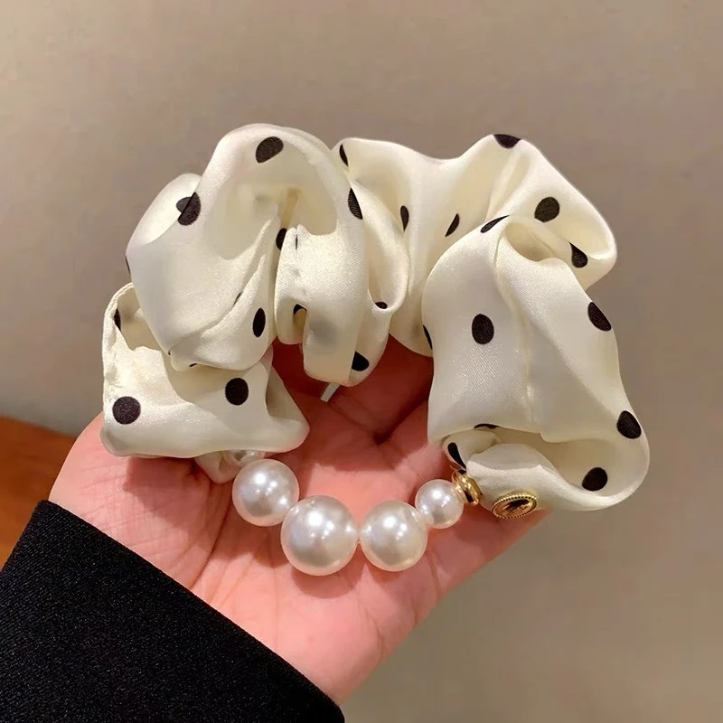 Elastici per capelli con perle a pois da donna Fasce per capelli alla moda Fasce elastiche Accessori per capelli