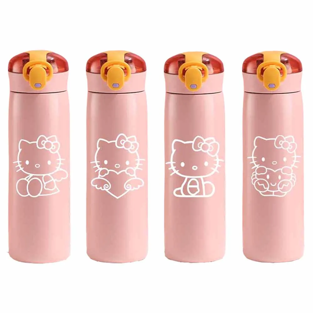 Thermos Cups Anime Figure Hellokittys Stainless Steel Bouncing Lid Water Bottle Cartoon Cute Portable Insulated Straw Cup