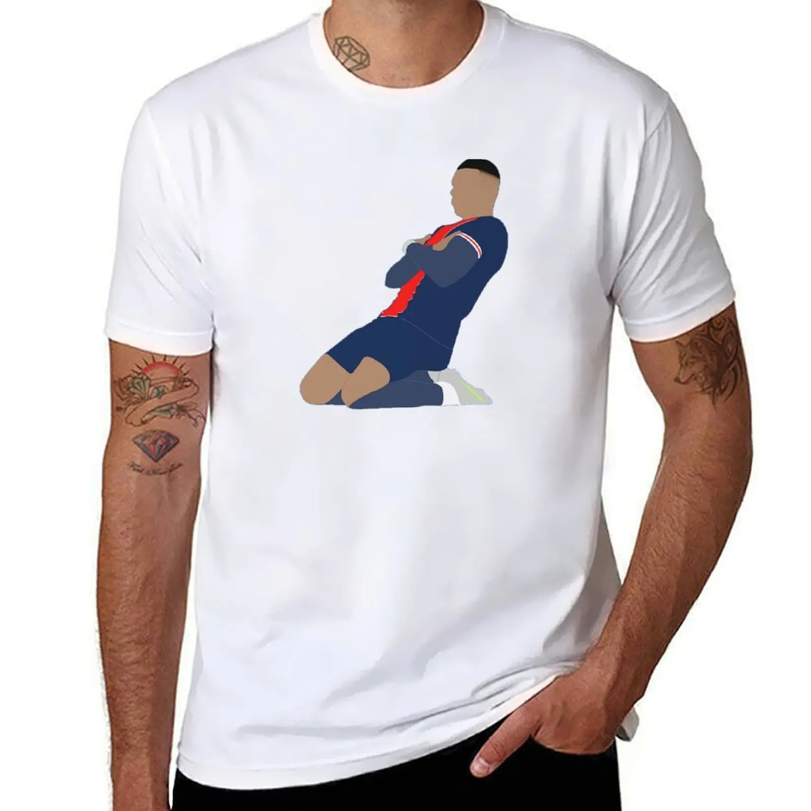 

Kylian Mbappe Jersey Art, Paris, Football Wall Art, Minimalist T-Shirt cotton t shirt man T-Shirt