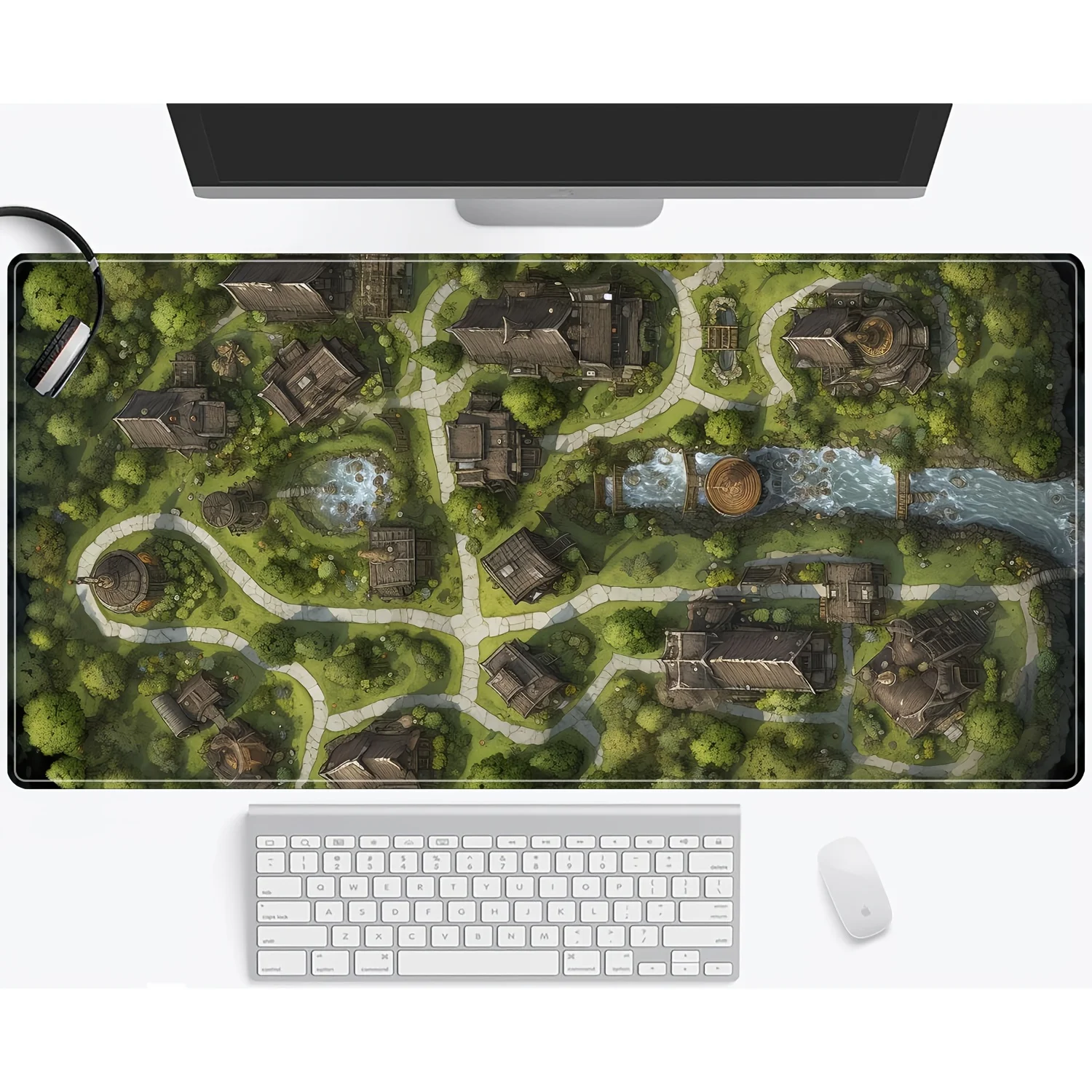 

Коврик для мыши Green Village Map, большая резиновая основа, нескользящие настольные аксессуары для ПК, коврик для мыши для офиса и геймера, коврики для клавиатуры, декоративный коврик