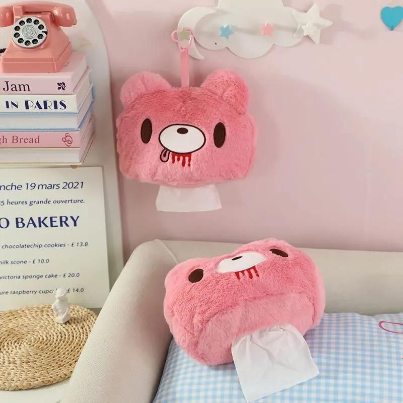 GloomyBear Taschentuchbox im Cartoon-Stil, niedlich, kreativ, hochwertig, tragbar, perfekt für Schreibtische im Studentenwohnheim, vielseitig und zum Aufhängen geeignet. – Detail 3