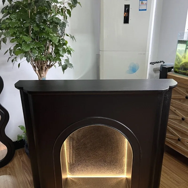 Simple French fireplace decorative cabinet arched porch cabinet shelf Internet celebrity ins style living room bedroom with ligh