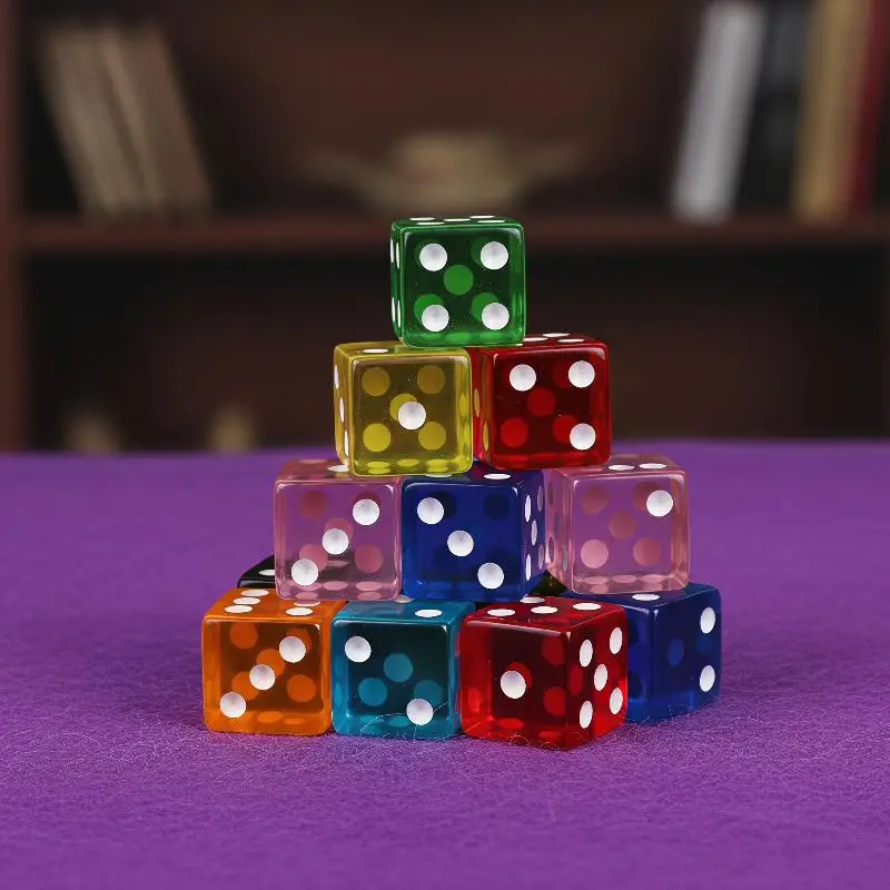 Acrylic Dice 10Pcs Transparent Clear White Dot Square Corner Scratch Resistant Dice for Pub Bar Party Drinking Game Events