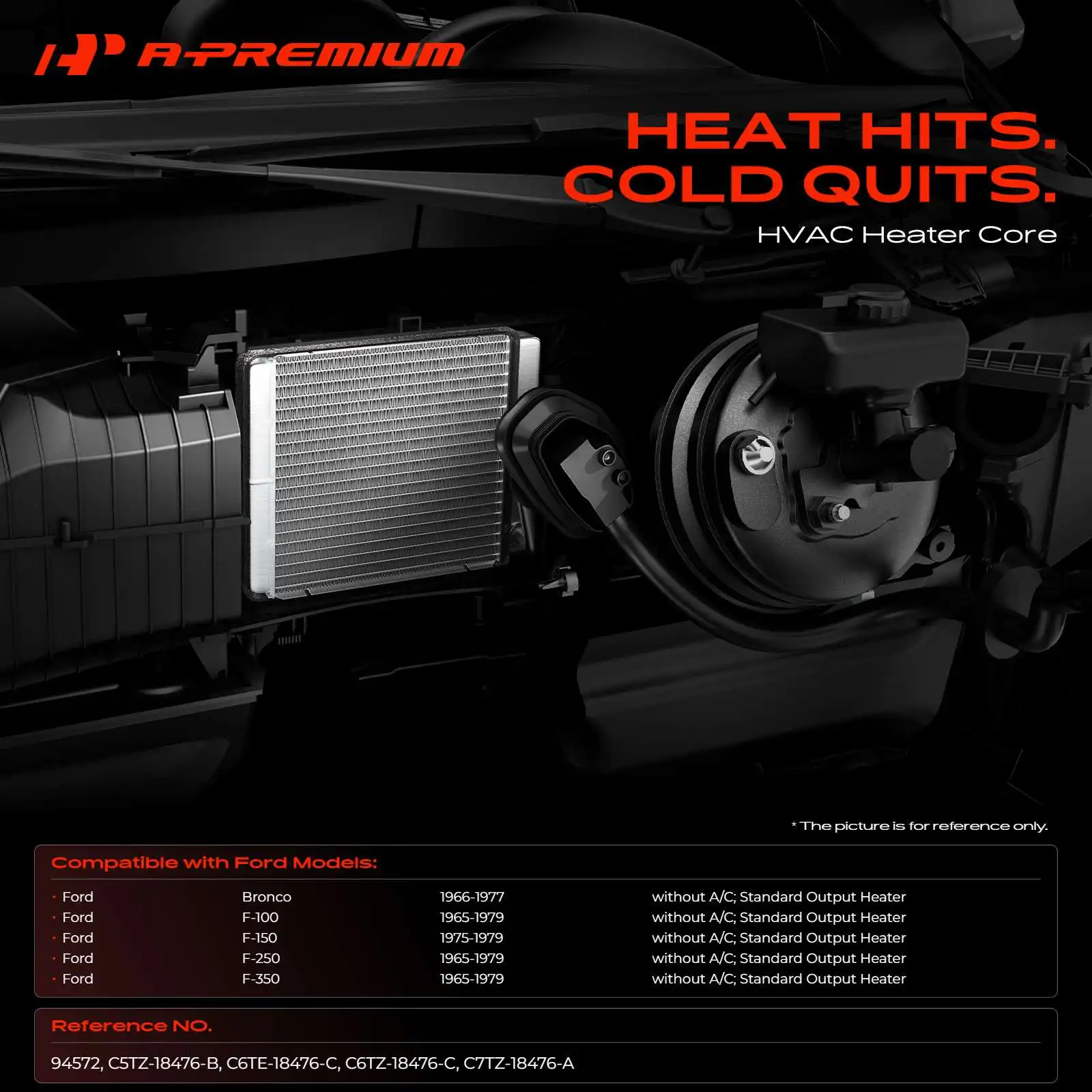 A-Premium HVAC Heater Core for Ford F-100 F-250 F-350 1965-1979 F-150 1975-1979 Bronco 1966-1977