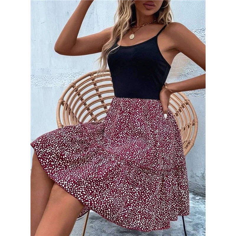 ASDS-Womens 2025 Summer Floral Mini Dress Boho Flowy Dresses Short Sleeveless Ruffle Spaghetti Strap Dress