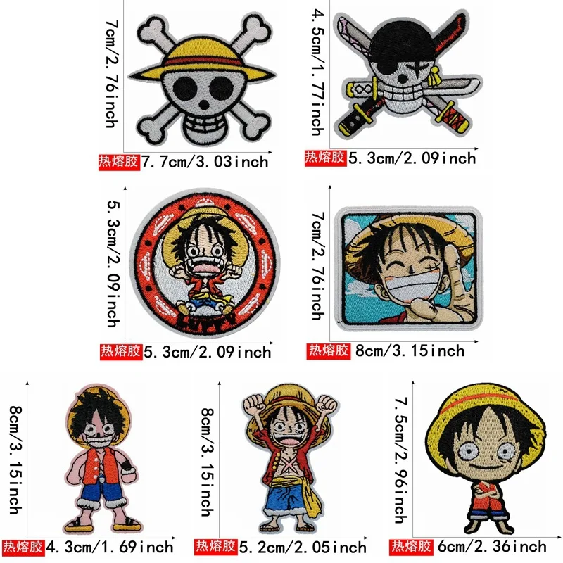 Anime ein Stück Cartoon Stickerei Stoff Klebe papier Action figur Schädel Hut Kleidung Zubehör Patch Patch Heiß kleber Geschenk