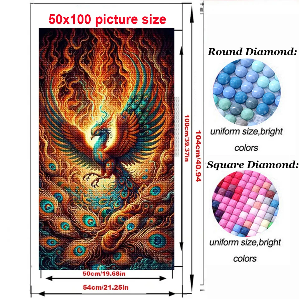 Big Size Vermilion Bird DIY Diamond Painting New 2024 jewelry Cross Stitch Kit Diamond Mosaic Embroidery phoenix Home Decor Gift