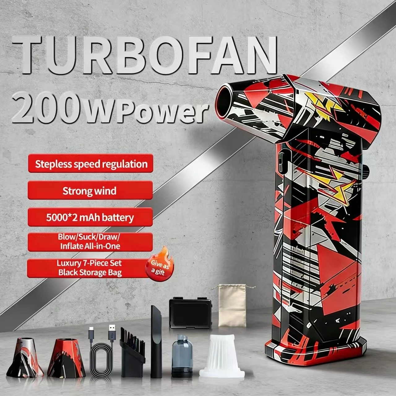 

Беспроводная портативная турбовентиляторная тряпка X9, турбоструйный пылесос 650000 об/мин, высокоскоростная воздуходувка