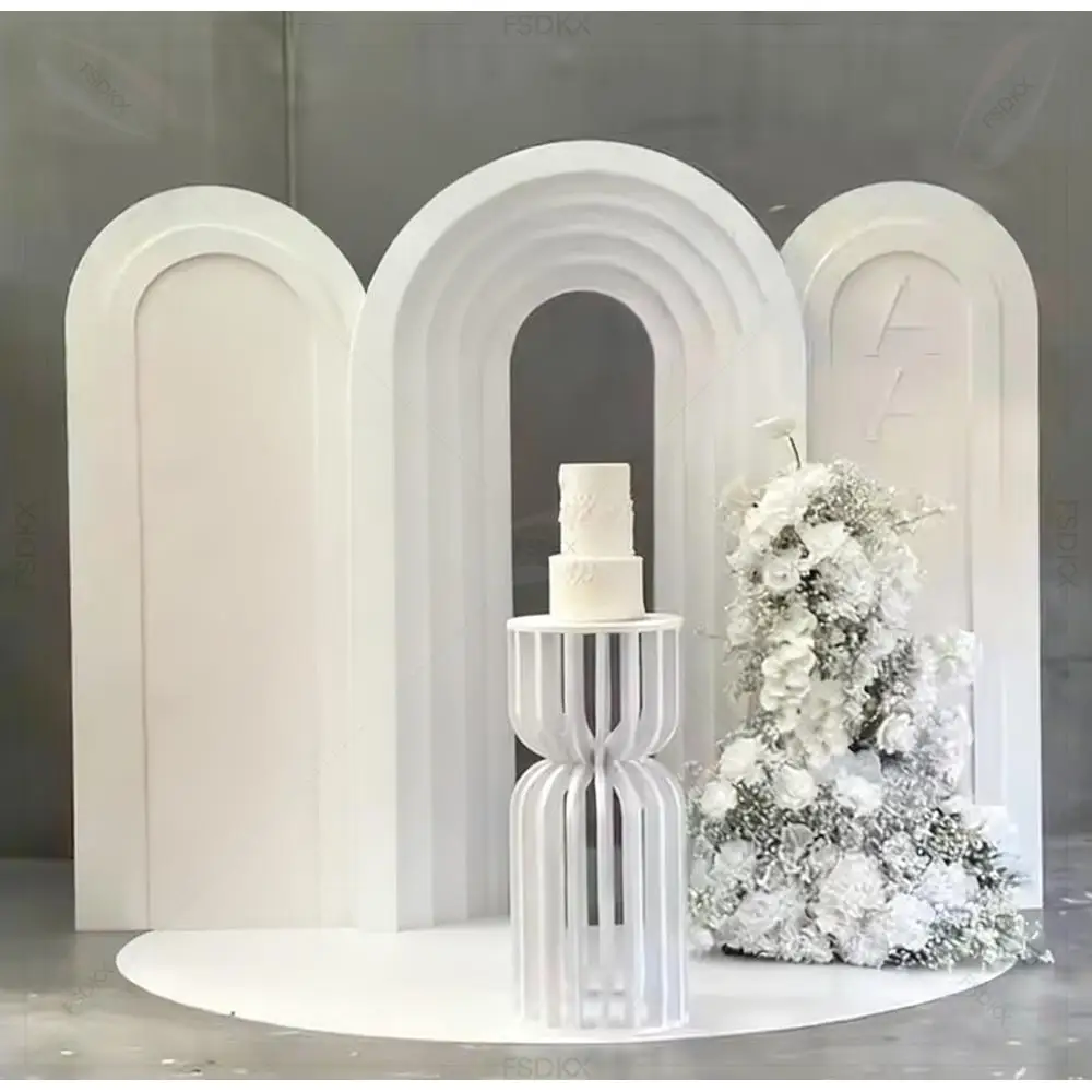 

FSDKX Customized PVC Background Stand Flower Stand Party Wedding Arch White Backdrop Decoration