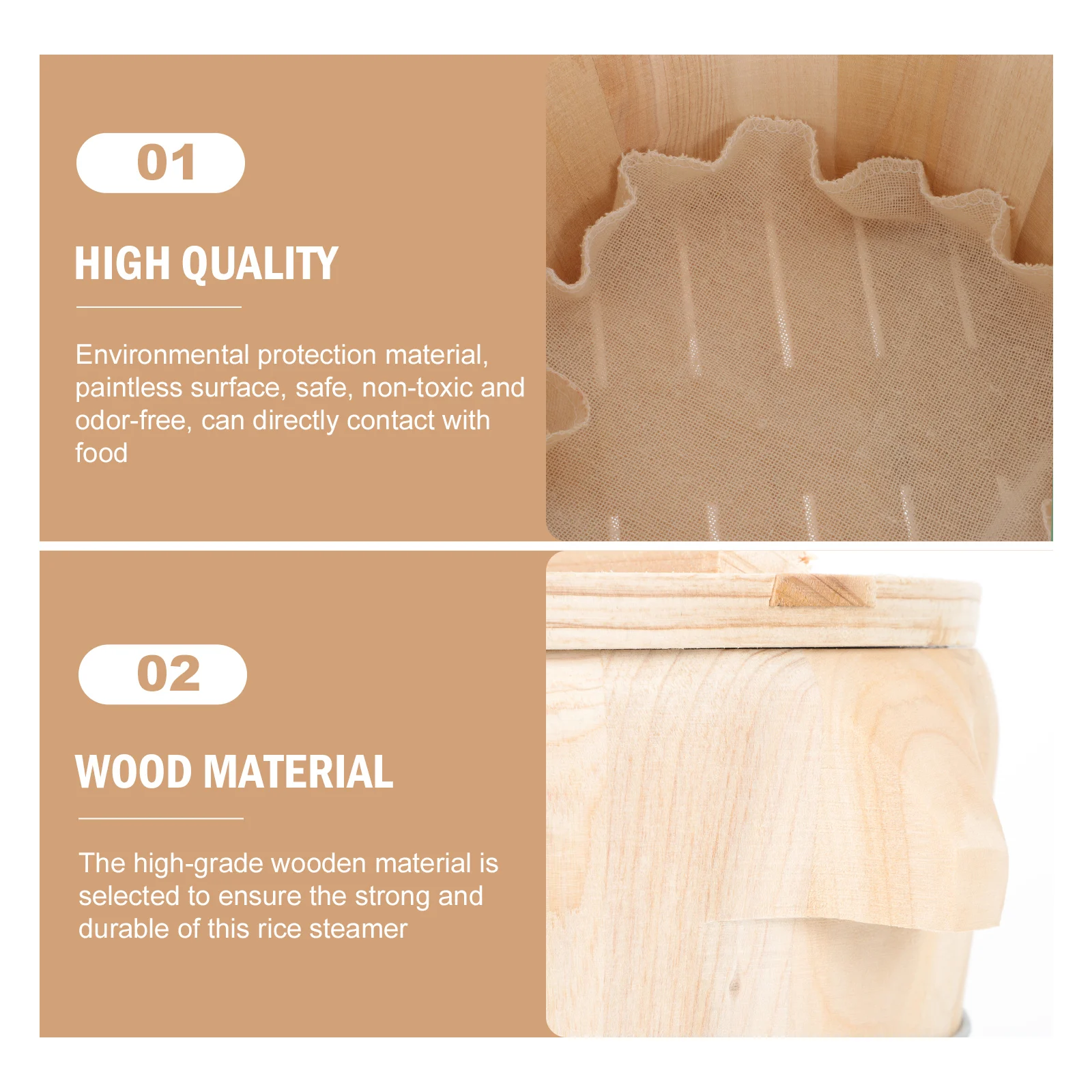 

1 Set Wooden Rice Steamer Bucket Premium Natural Cooker Steaming Container Detachable Bottom Easy Cleaning Odorless Hand