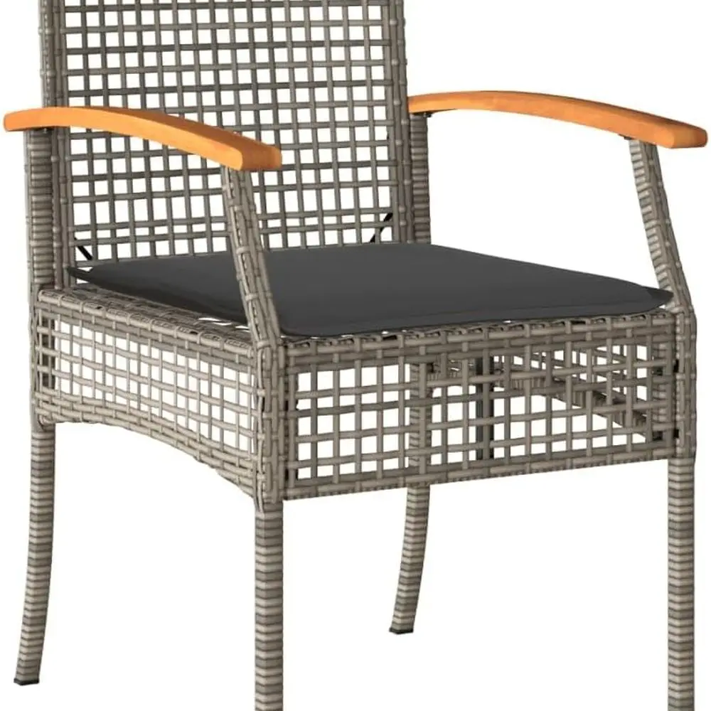 

Gray Outdoor Patio Chairs Set of 4 with Cushioned Seats, PE Rattan & Acacia Wood, Washable Covers, Weather-Resistant