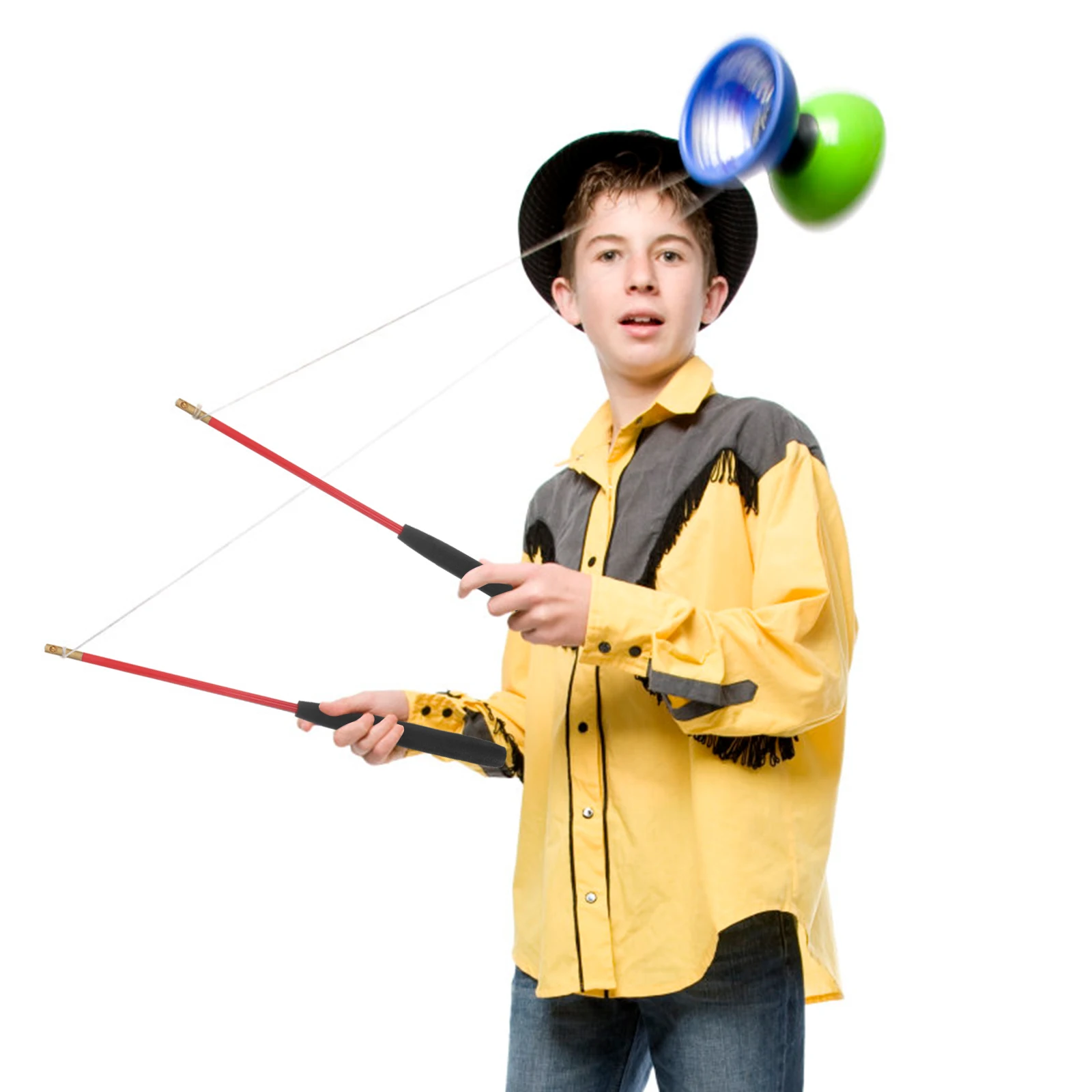 

1 Pair Anti-slip Handle Solid Diabolo Sticks Chinese Handsticks Juggling Elderly Bearing Diabolo Stick Game Lightweight Portable