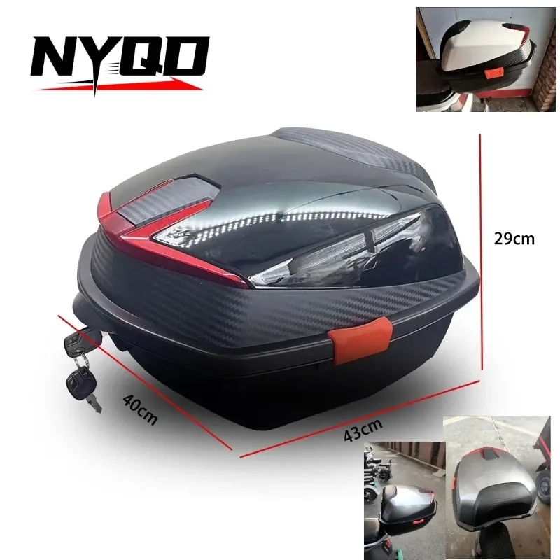 Motorcycle Trunk Tail Box Large Capacity Lockable Top Luggage Storage Box Universal for Motorbike Electric Bike Accessories