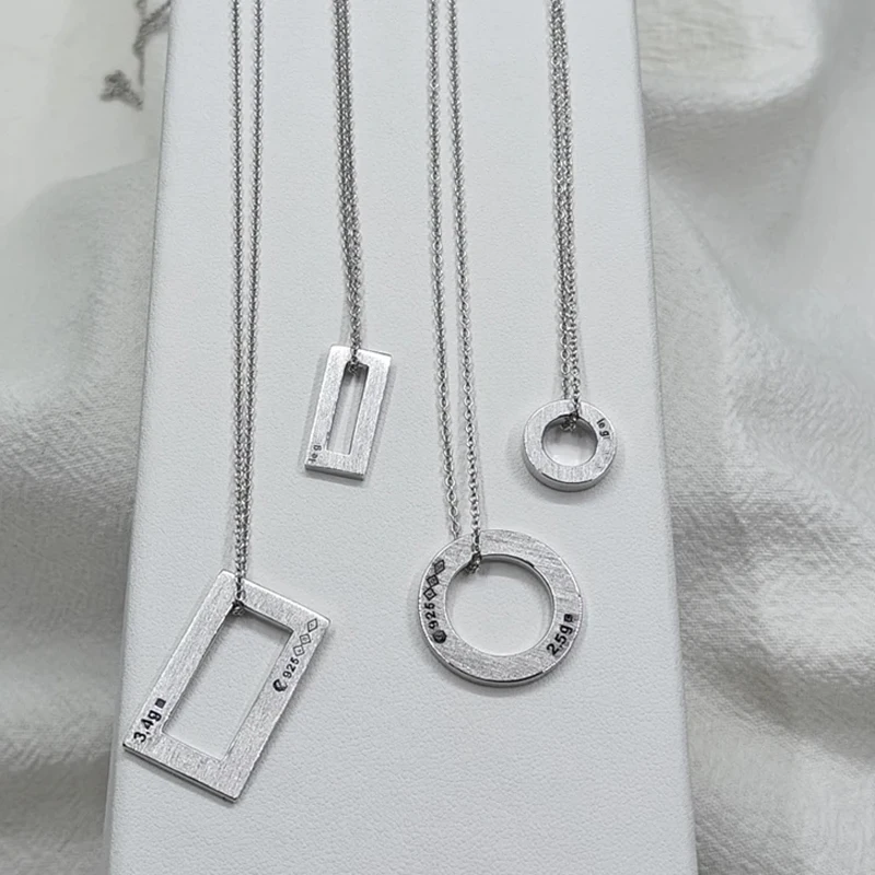 Le Gramme Silver Jewelry 1.1g 2.5g Round Necklace 1,5g 3,4g Rectangle Necklace  Pendant High Quality Jewel Wholesale Price