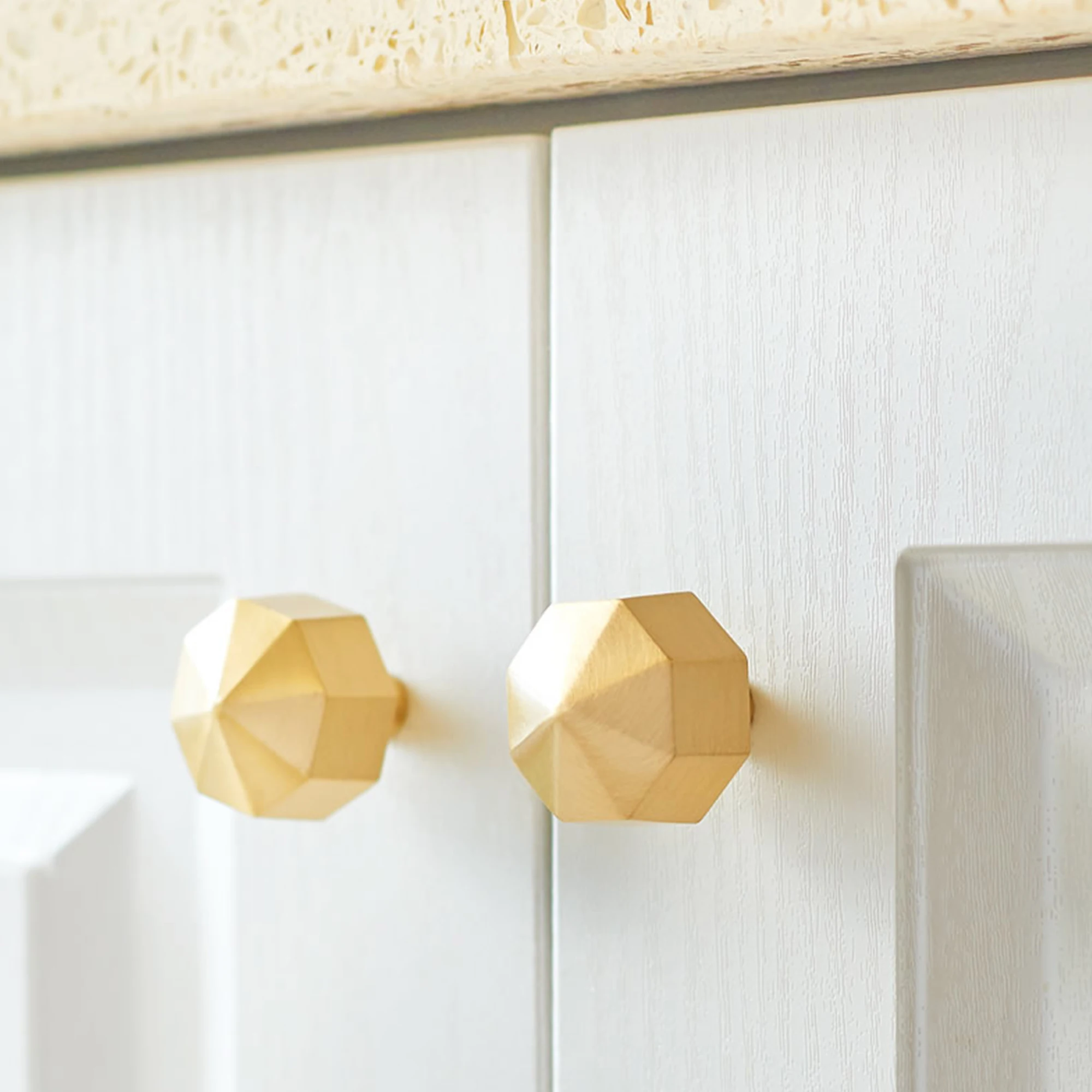 MFYS Brass Octagon Furniture Handles Brushed Gold Knobs for Cabinets and Drawers Kitchen Cupboard Pulls Modern Cabinet Hardware