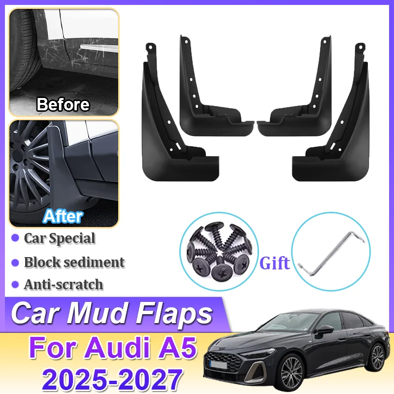 

4PCS Car Mudguards Splash-proof Front Rear Fender Wheel Cover MudFlaps Accessories For Audi A5 B10 S-line S5 Sportback 2025-2027