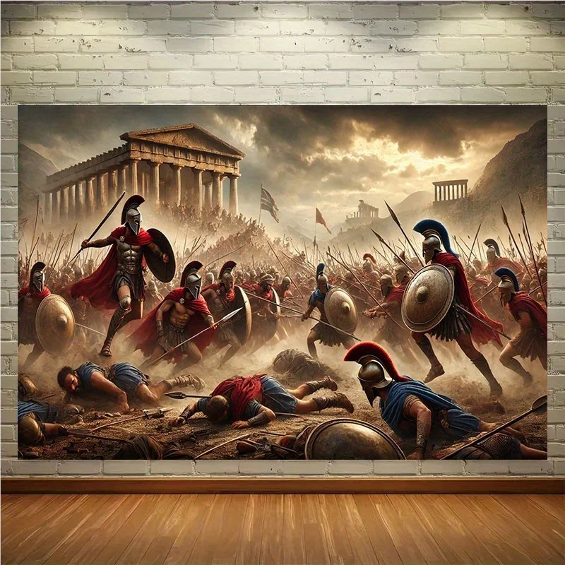 Ancient Greek Battlefield Tapestry Wall Hanging Art Decor Epic Warriors And Temple Scene For Living Room Bedroom Elevate Space